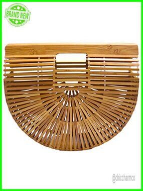 Handmade Bamboo Tote Bag Large Straw Beach Bag